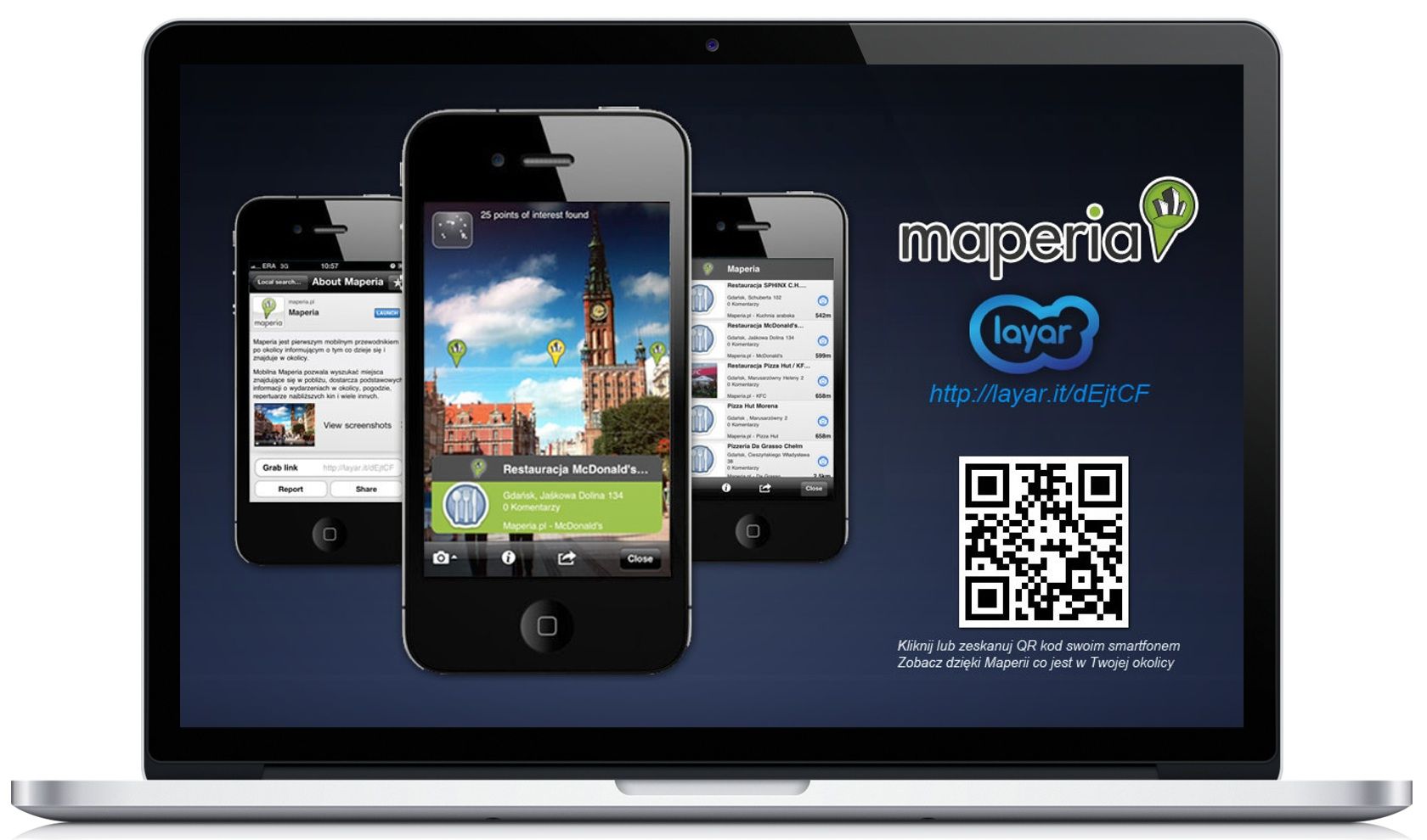 Warstwa Maperii w aplikacji Layar na ekranie smartfona