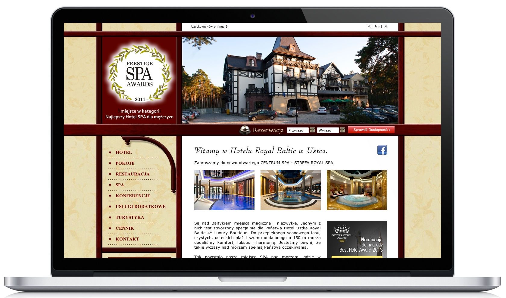 Strona hotelu Royal Baltic